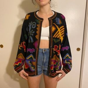 Funky Geometric Peruvian Baby Alpaca Sweater